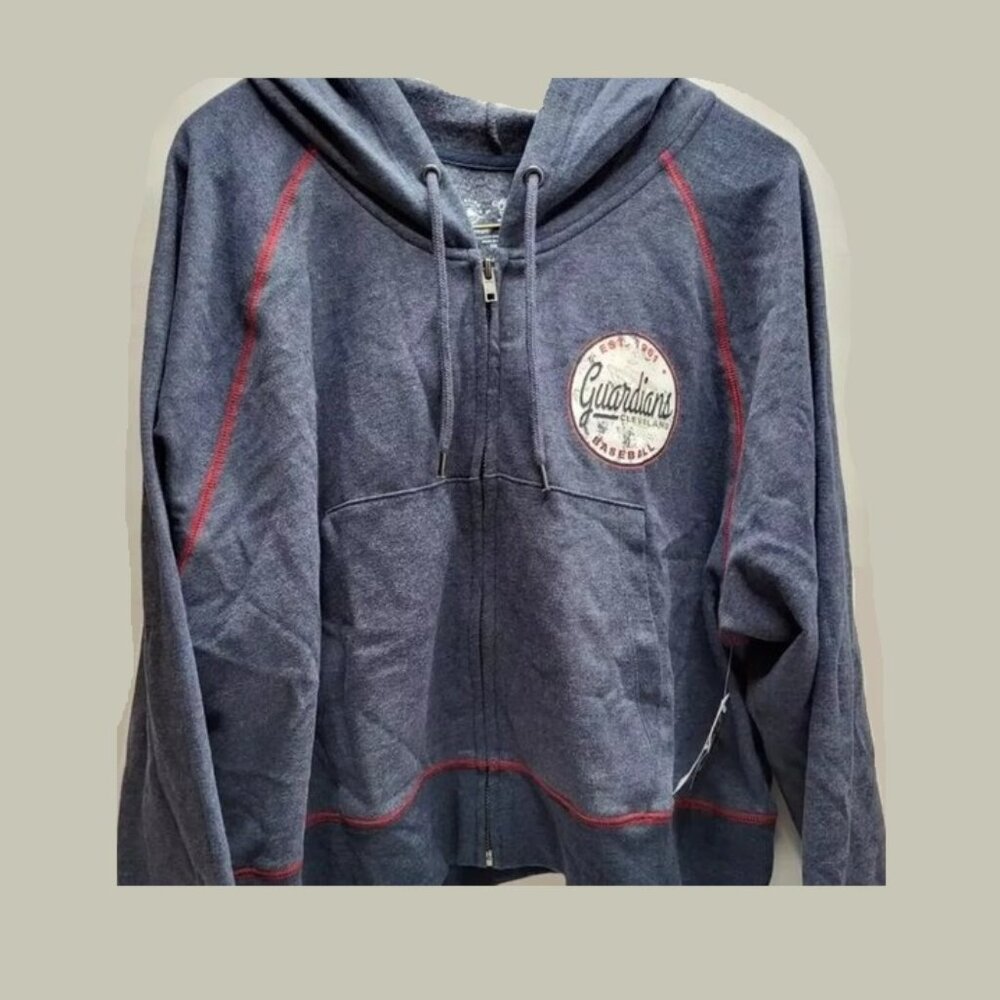 2XL Womens Fleece Cleveland Guardians Crop Short Hoodie Zip Up Campus Lifestyle